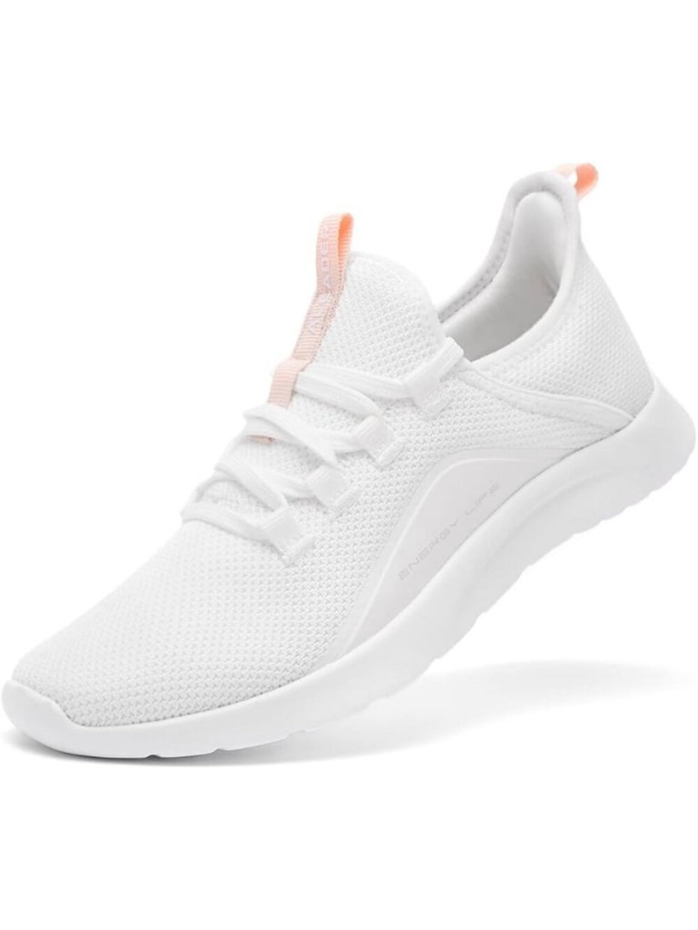 Women's White Denim Lightweight Pull-On Round Toe Athletic Running Sneaker